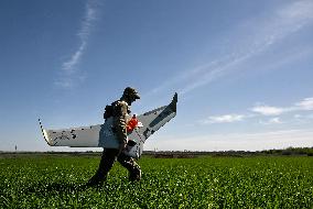Ukrainian UAV pilots operate Domakha reconnaissance drone in Donetsk region