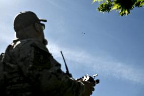 Ukrainian UAV pilots operate Domakha reconnaissance drone in Donetsk region