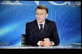 President Macron Speaks On French Television - Paris