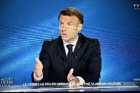 President Macron Speaks On French Television - Paris
