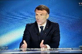 President Macron Speaks On French Television - Paris