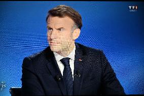 President Macron Speaks On French Television - Paris