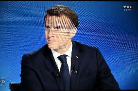 President Macron Speaks On French Television - Paris