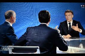 President Macron Speaks On French Television - Paris
