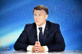 President Macron Speaks On French Television - Paris