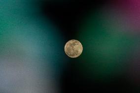 The Full Moon Flower Moon Seen Over Mexico City