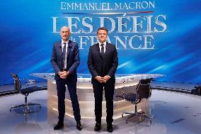 Emmanuel Macron on a special program of TF1 - Saint Denis