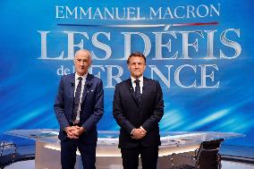 Emmanuel Macron on a special program of TF1 - Saint Denis