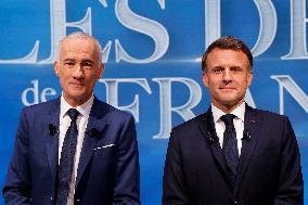 Emmanuel Macron on a special program of TF1 - Saint Denis