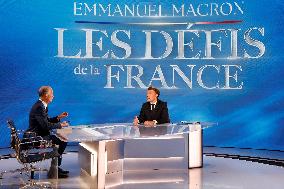 Emmanuel Macron on a special program of TF1 - Saint Denis