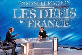 Emmanuel Macron on a special program of TF1 - Saint Denis
