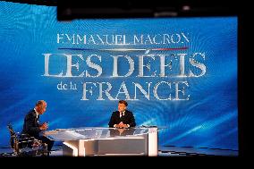 Emmanuel Macron on a special program of TF1 - Saint Denis