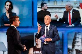 Emmanuel Macron on a special program of TF1 - Saint Denis