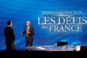 Emmanuel Macron on a special program of TF1 - Saint Denis