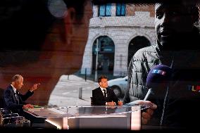 Emmanuel Macron on a special program of TF1 - Saint Denis