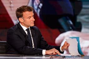 Emmanuel Macron on a special program of TF1 - Saint Denis