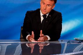 Emmanuel Macron on a special program of TF1 - Saint Denis