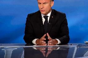 Emmanuel Macron on a special program of TF1 - Saint Denis