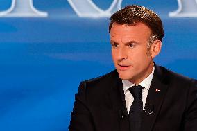 Emmanuel Macron on a special program of TF1 - Saint Denis