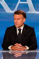 Emmanuel Macron on a special program of TF1 - Saint Denis