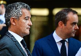 Emmanuel Macron visite l'Etat major interministériel de lutte contre la criminalité organisée (EMCO), à Nanterre