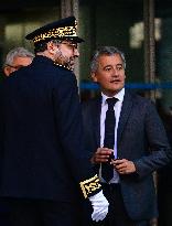 Emmanuel Macron visite l'Etat major interministériel de lutte contre la criminalité organisée (EMCO), à Nanterre