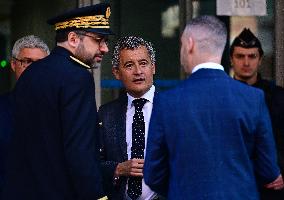 Emmanuel Macron visite l'Etat major interministériel de lutte contre la criminalité organisée (EMCO), à Nanterre