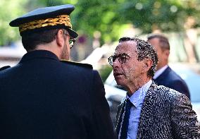 Emmanuel Macron visite l'Etat major interministériel de lutte contre la criminalité organisée (EMCO), à Nanterre