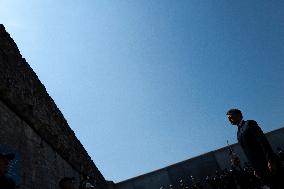 Macron at A Ceremony to Pay Tribute to The Two Dead Prison Officers - Caen