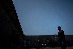 Macron at A Ceremony to Pay Tribute to The Two Dead Prison Officers - Caen