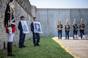 Macron at A Ceremony to Pay Tribute to The Two Dead Prison Officers - Caen