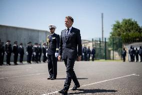 Macron at A Ceremony to Pay Tribute to The Two Dead Prison Officers - Caen