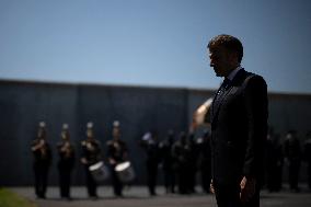 Macron at A Ceremony to Pay Tribute to The Two Dead Prison Officers - Caen