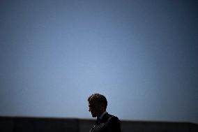 Macron at A Ceremony to Pay Tribute to The Two Dead Prison Officers - Caen