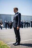 Macron at A Ceremony to Pay Tribute to The Two Dead Prison Officers - Caen
