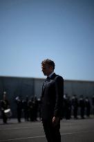 Macron at A Ceremony to Pay Tribute to The Two Dead Prison Officers - Caen