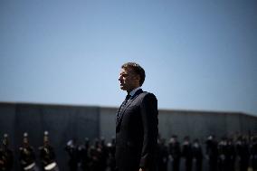 Macron at A Ceremony to Pay Tribute to The Two Dead Prison Officers - Caen