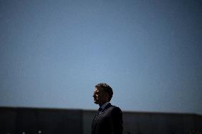 Macron at A Ceremony to Pay Tribute to The Two Dead Prison Officers - Caen