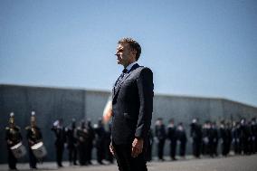 Macron at A Ceremony to Pay Tribute to The Two Dead Prison Officers - Caen