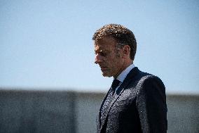 Macron at A Ceremony to Pay Tribute to The Two Dead Prison Officers - Caen