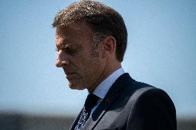 Macron at A Ceremony to Pay Tribute to The Two Dead Prison Officers - Caen