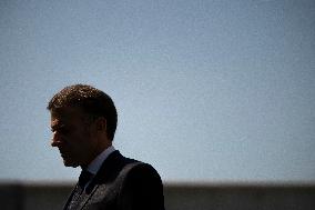 Macron at A Ceremony to Pay Tribute to The Two Dead Prison Officers - Caen