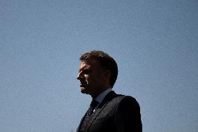 Macron at A Ceremony to Pay Tribute to The Two Dead Prison Officers - Caen