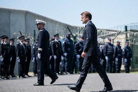 Macron at A Ceremony to Pay Tribute to The Two Dead Prison Officers - Caen