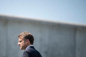 Macron at A Ceremony to Pay Tribute to The Two Dead Prison Officers - Caen