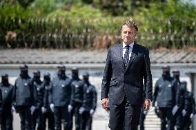 Macron at A Ceremony to Pay Tribute to The Two Dead Prison Officers - Caen