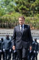 Macron at A Ceremony to Pay Tribute to The Two Dead Prison Officers - Caen