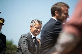 Macron at A Ceremony to Pay Tribute to The Two Dead Prison Officers - Caen
