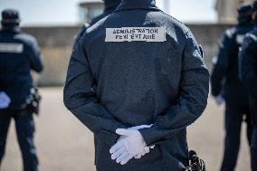 Macron at A Ceremony to Pay Tribute to The Two Dead Prison Officers - Caen