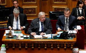 French Politics Address Questions At Senate - Paris